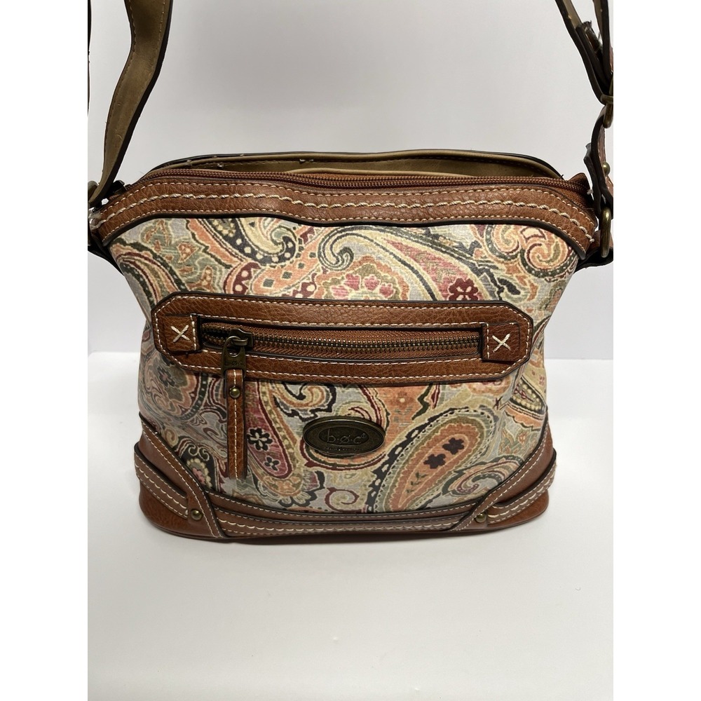 BOC Born Concept Purse Shoulder Bag Handbag Brown Tan Paisley Floral Crossbody